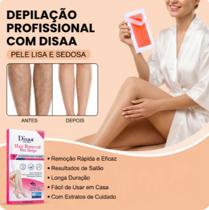 PeleLisa® – Tiras de Cera para Depilação Corporal Completa'