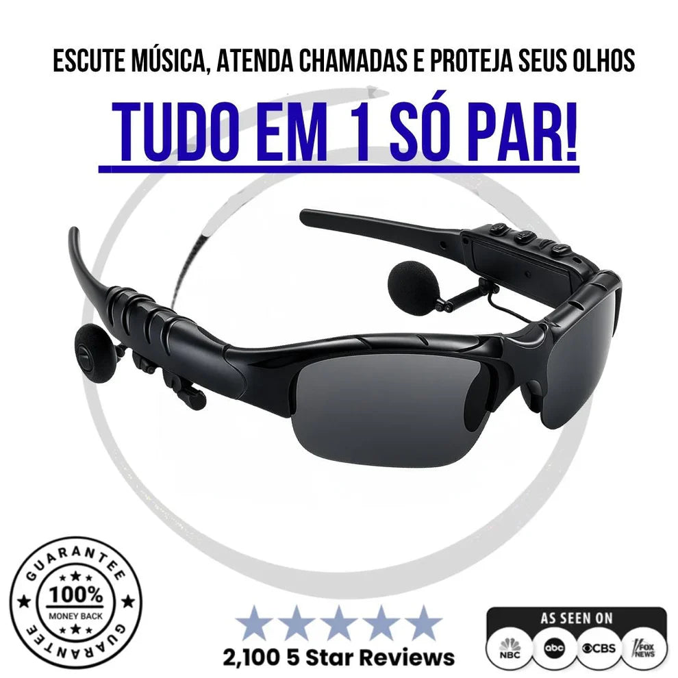 AudVision® - Óculos Bluetooth Com Fone Integrado
