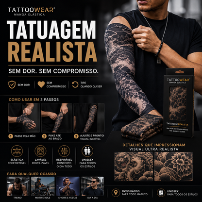 TattooWear® - Manga Elástica Tatuagem Realista