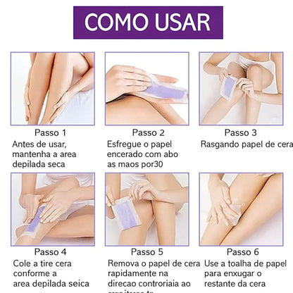 PeleLisa® – Tiras de Cera para Depilação Corporal Completa'