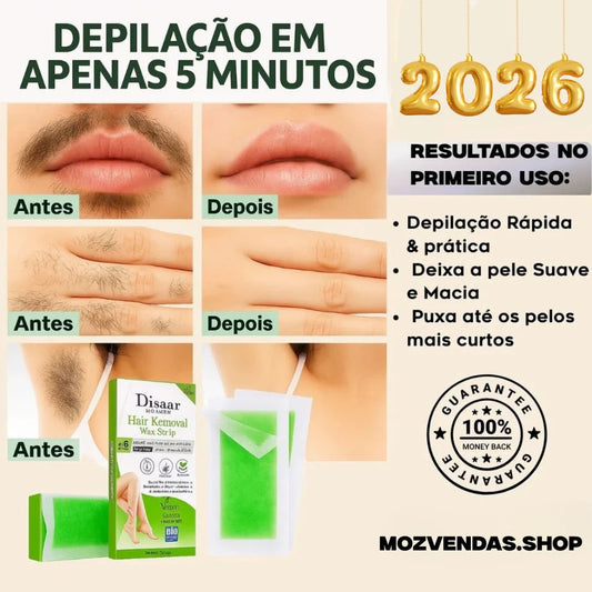 PeleLisa® – Tiras de Cera para Depilação Corporal Completa'